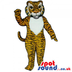Customizable Orange Tiger Mascot With Black Stripes And White