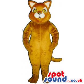 Customizable And Plain Light Brown Cat Mascot With Yellow Eyes
