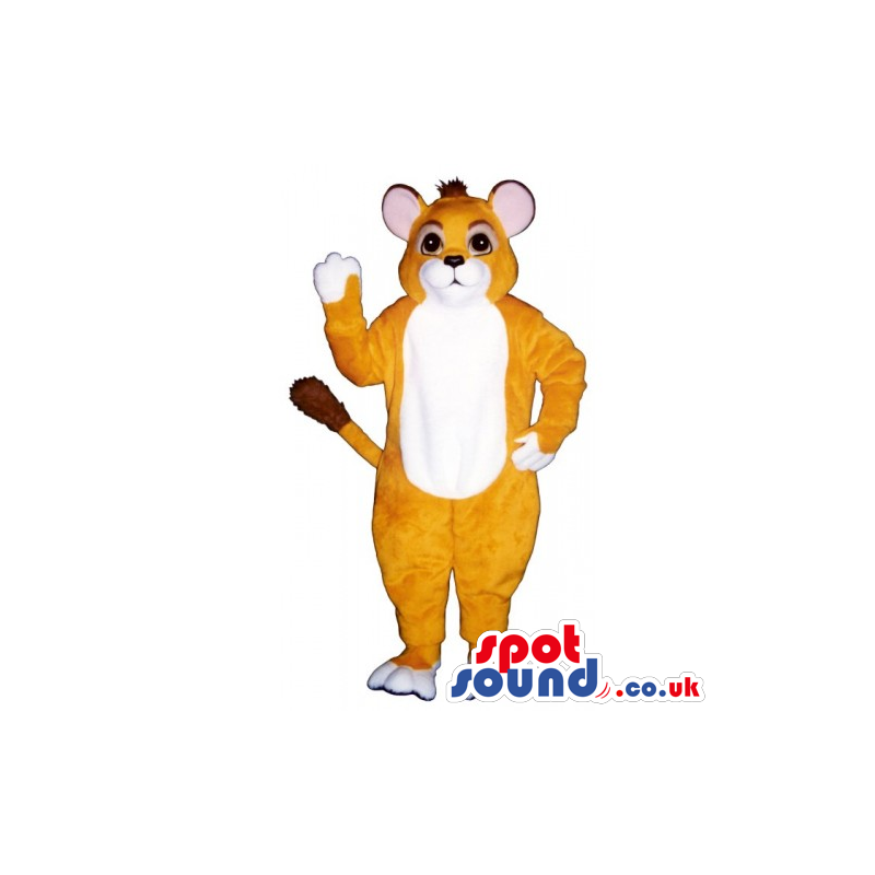 Customizable Light Brown Cat Mascot With A White Belly - Custom