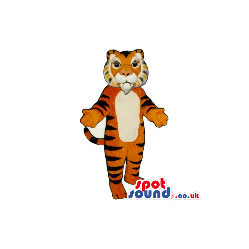 Customizable Orange Tiger Animal Mascot With White Belly -