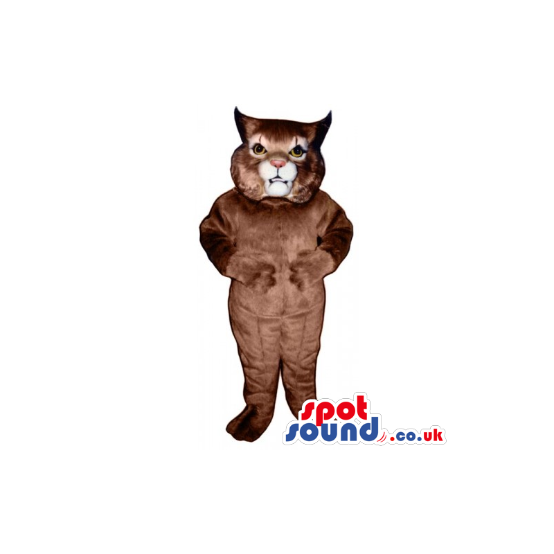 Customizable Brown Wildcat Mascot With A White Mouth - Custom