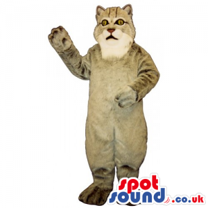 Customizable Grey Wildcat Mascot With A White Mouth - Custom