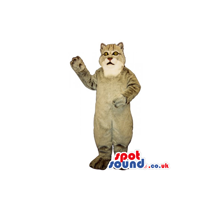 Customizable Grey Wildcat Mascot With A White Mouth - Custom
