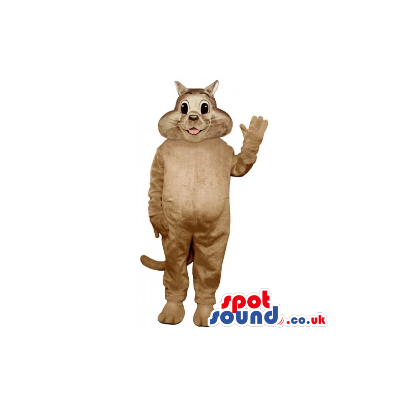 Customizable Plain Grey Cat Animal Mascot With Big Cheeks -