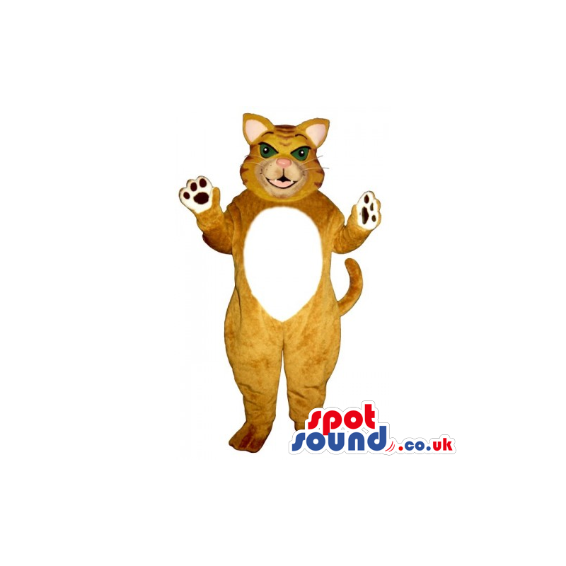 Customizable Brown Cat Animal Mascot With Round White Belly -