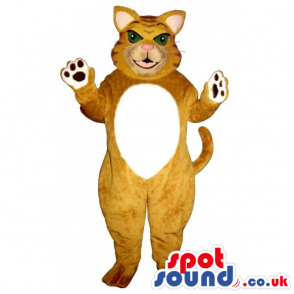 Customizable Brown Cat Animal Mascot With Round White Belly -