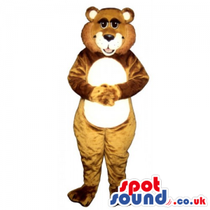 Customizable Brown Bear Animal Mascot With Round White Belly -