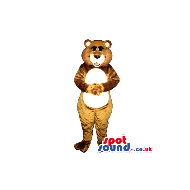 Customizable Brown Bear Animal Mascot With Round White Belly -
