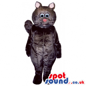 Customizable Black Cat Mascot With Pink Nose And Round Head -