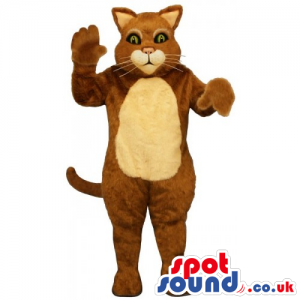 Customizable Brown Cat Animal Mascot With Beige Belly