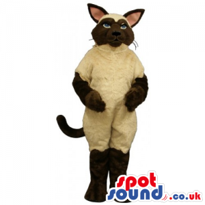 Customizable Siamese Breed Cat Animal Mascot With Beige Body -