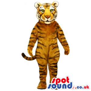 Customizable Tiger Mascot With Stripes And Green Eyes - Custom