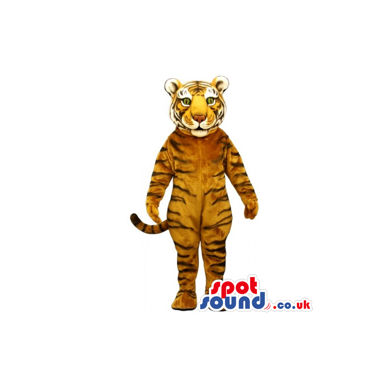 Customizable Tiger Mascot With Stripes And Green Eyes - Custom