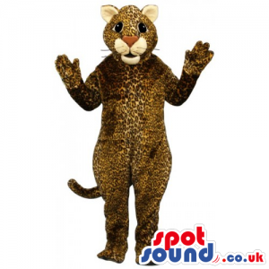 Customizable Brown And Beige Leopard Mascot With Big Nose -