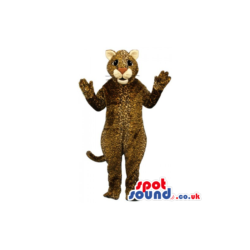 Customizable Brown And Beige Leopard Mascot With Big Nose -