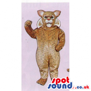 Customizable Brown And Beige Wildcat Mascot With Furious Look -