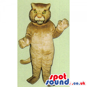 Customizable Beige Wildcat Mascot With Furious Look - Custom