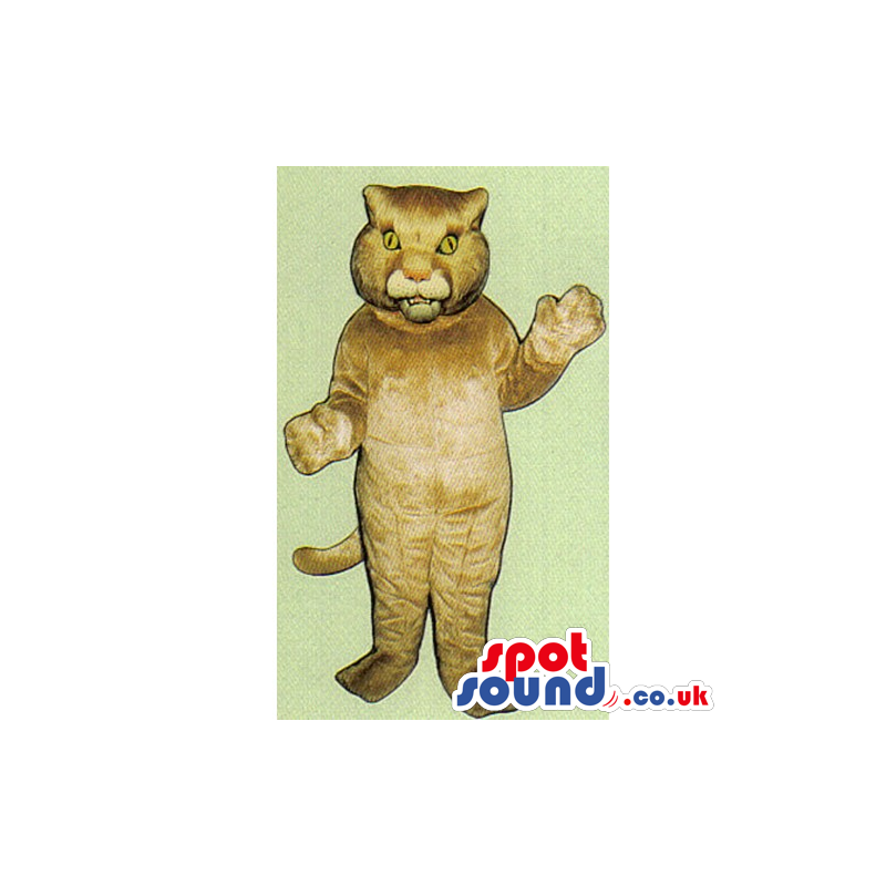 Customizable Beige Wildcat Mascot With Furious Look - Custom