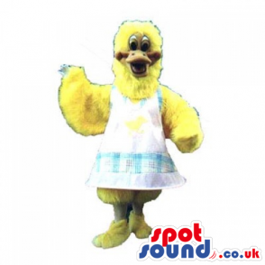 Yellow Chicken Or Hen Mascot Wearing A White Apron - Custom