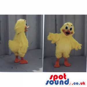 Customizable Funny Yellow Duck Mascot With Orange Beak - Custom