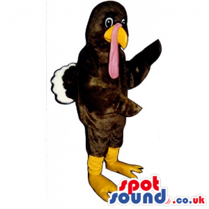 Customizable Brown Turkey Mascot With Pink Beak And Yellow Legs