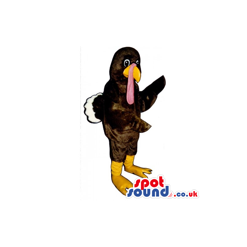 Customizable Brown Turkey Mascot With Pink Beak And Yellow Legs