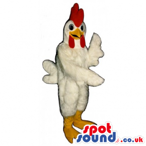 Customizable White Hen Mascot With A Red Comb And Yellow Legs -