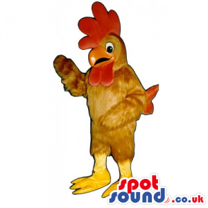 Customizable Brown Hen Mascot With A Red Comb And Yellow Legs -