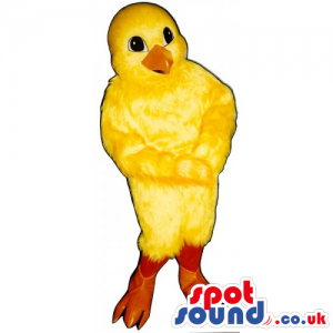 Customizable Yellow Cute Chicken Mascot With Orange Legs -