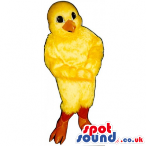 Customizable Yellow Cute Chicken Mascot With Orange Legs -