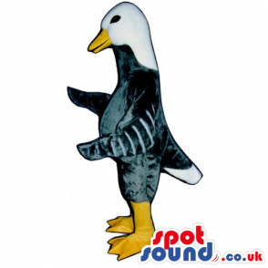 Grey Customizable Duck Farm Bird Mascot With White Head -