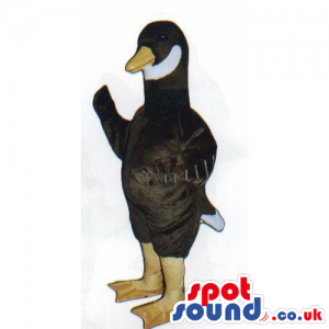 Black Customizable Duck Farm Bird Mascot With White Stripe -