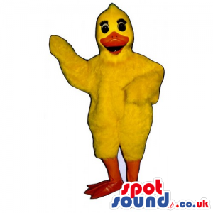 Customizable All Yellow Duck Mascot With Orange Beak - Custom