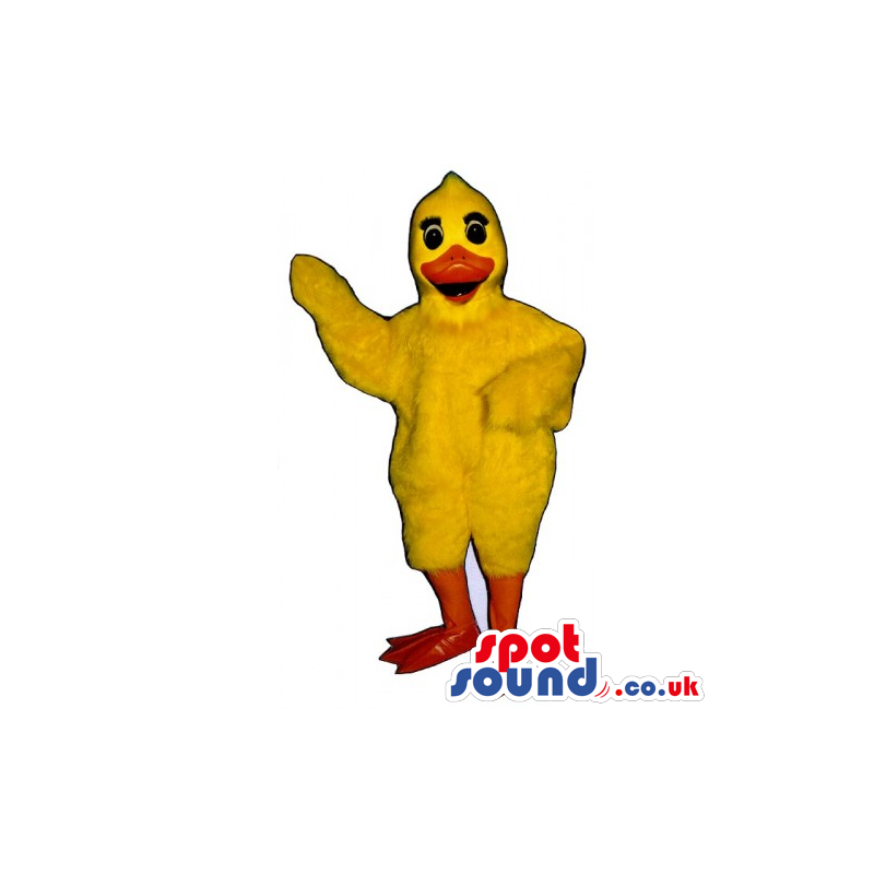 Customizable All Yellow Duck Mascot With Orange Beak - Custom