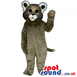 Customizable All Grey Cat Animal Mascot With Round Ears -