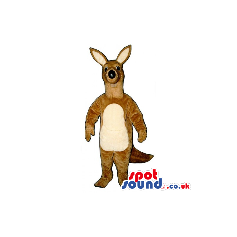 Customizable Light Brown Kangaroo Animal Mascot With Beige