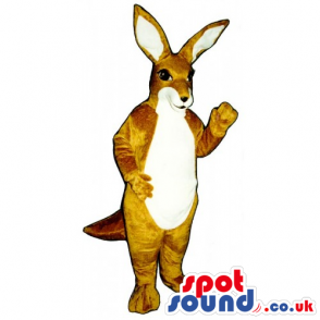 Customizable Brown Kangaroo Animal Mascot With White Belly -