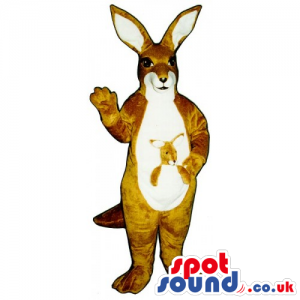 Customizable Brown Kangaroo Animal Mascot With White Belly -