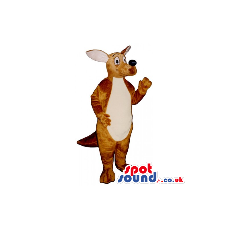 Customizable Brown Kangaroo Mascot With Beige Belly And Long