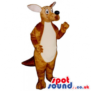 Customizable Brown Kangaroo Mascot With Beige Belly And Long