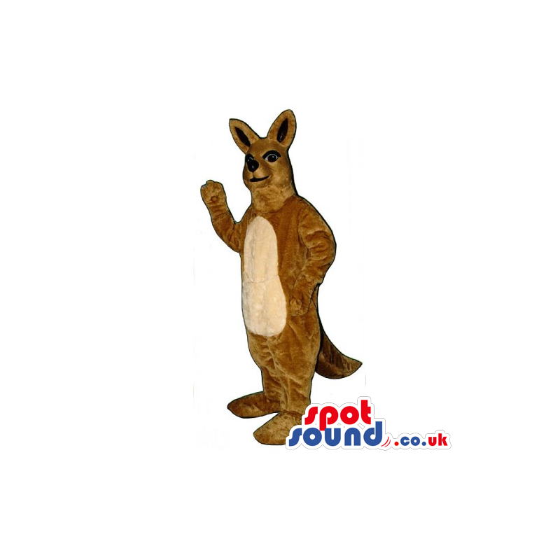 Brown Kangaroo Mascot With Beige Belly And Black Ears - Custom