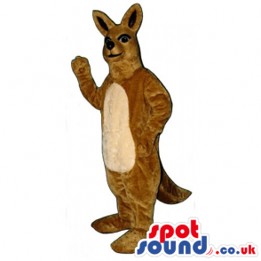 Brown Kangaroo Mascot With Beige Belly And Black Ears - Custom