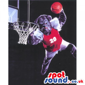 Grey Bulldog Mascot Wearing Basketball Sports Clothes - Custom