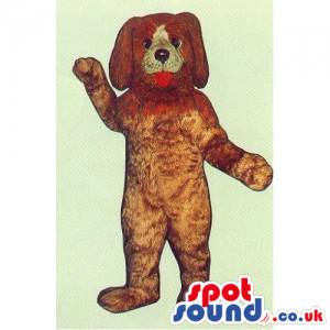 Plain Customizable Brown Dog Mascot With Tongue And White Face