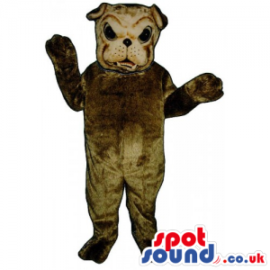 Customizable Plain Brown Bulldog Mascot With Angry Face -