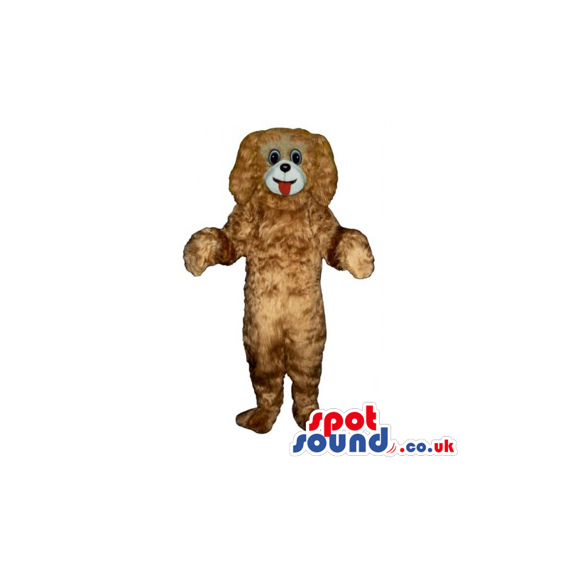 Plain Customizable Brown Dog Mascot With Tongue And Big Ears -