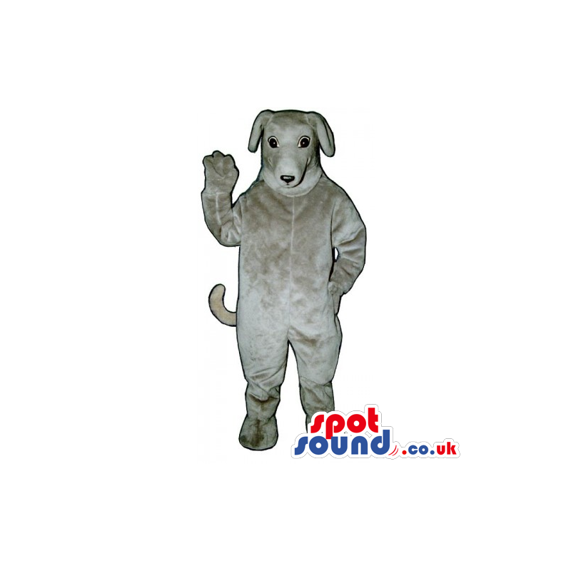 Plain Customizable Light Grey Dog Mascot With Space For Logos -