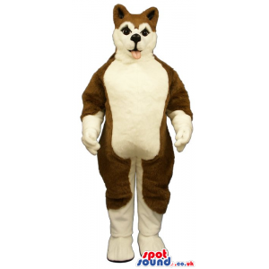 Customizable Brown And White Husky Breed Dog Mascot - Custom