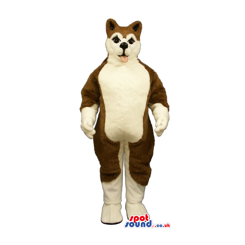 Customizable Brown And White Husky Breed Dog Mascot - Custom