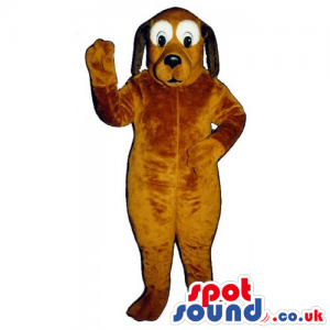 Customizable Brown Dog Pet Plush Mascot With Round White Eyes -